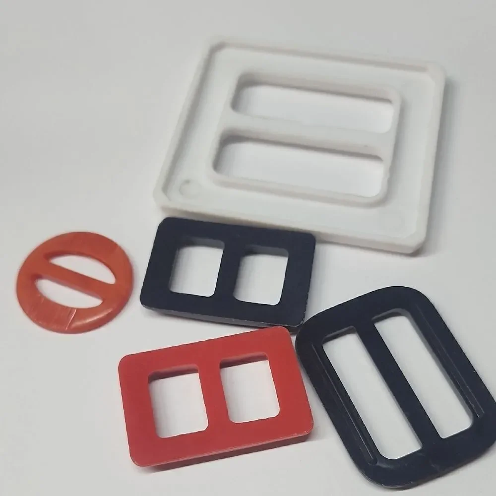 Vintage  Black Blue Red Orange White Belt Buckles Mod Style Scarf Slides
